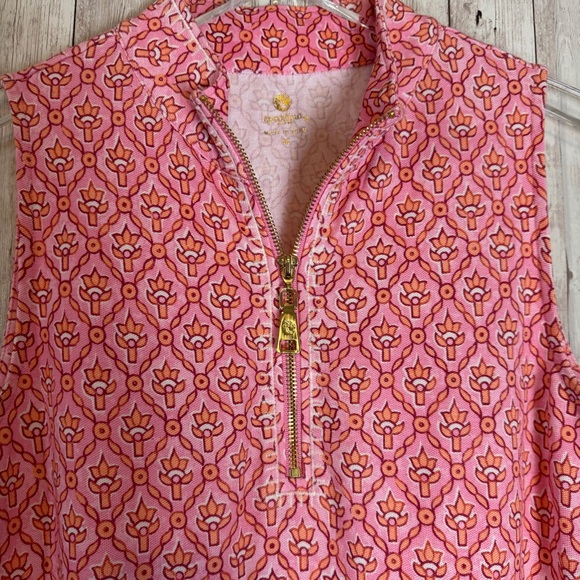 Spartina 449 'Serena' Pink Half-Zip Callawassie Trellis Pique Dress Medium - Picture 4 of 11